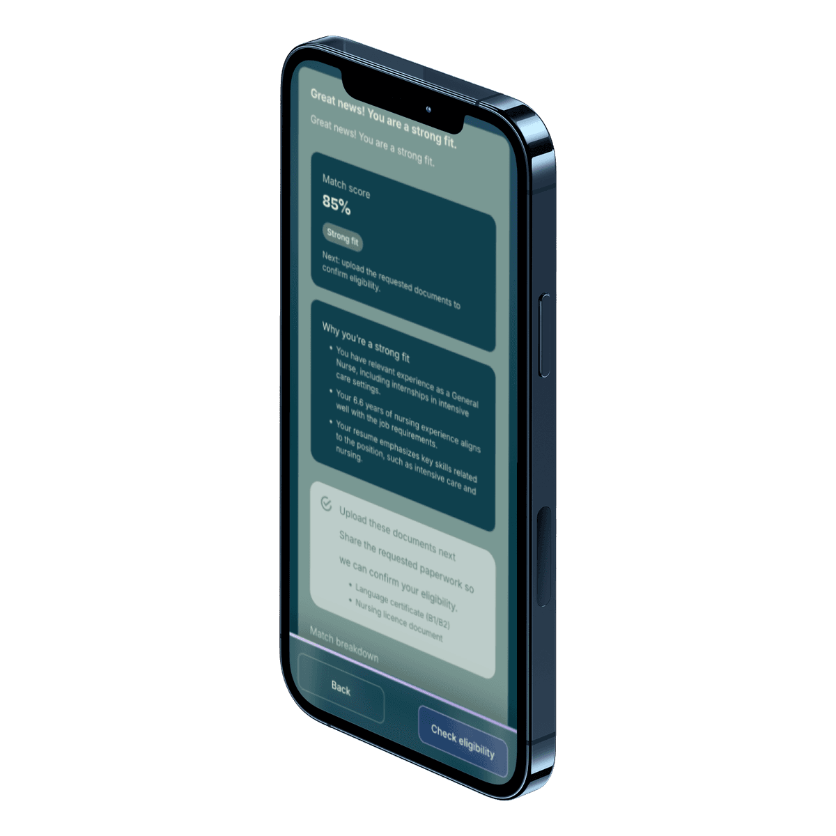 docdocjob Pulse app showing nurse job matches in Germany